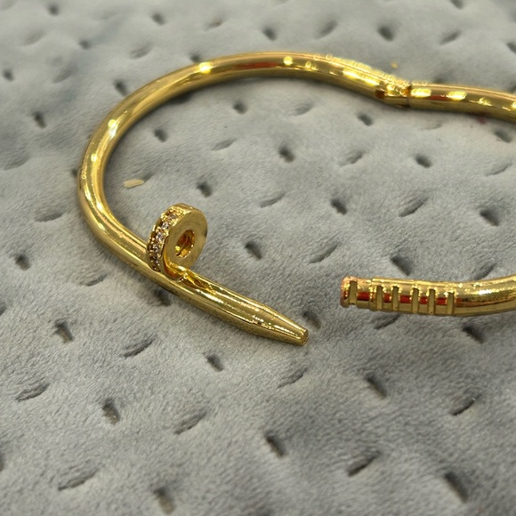 Beautiful Nail Cubic Zirconia Accented Bracelet-Select Gold or Silver-Boutique - Picture 7 of 11